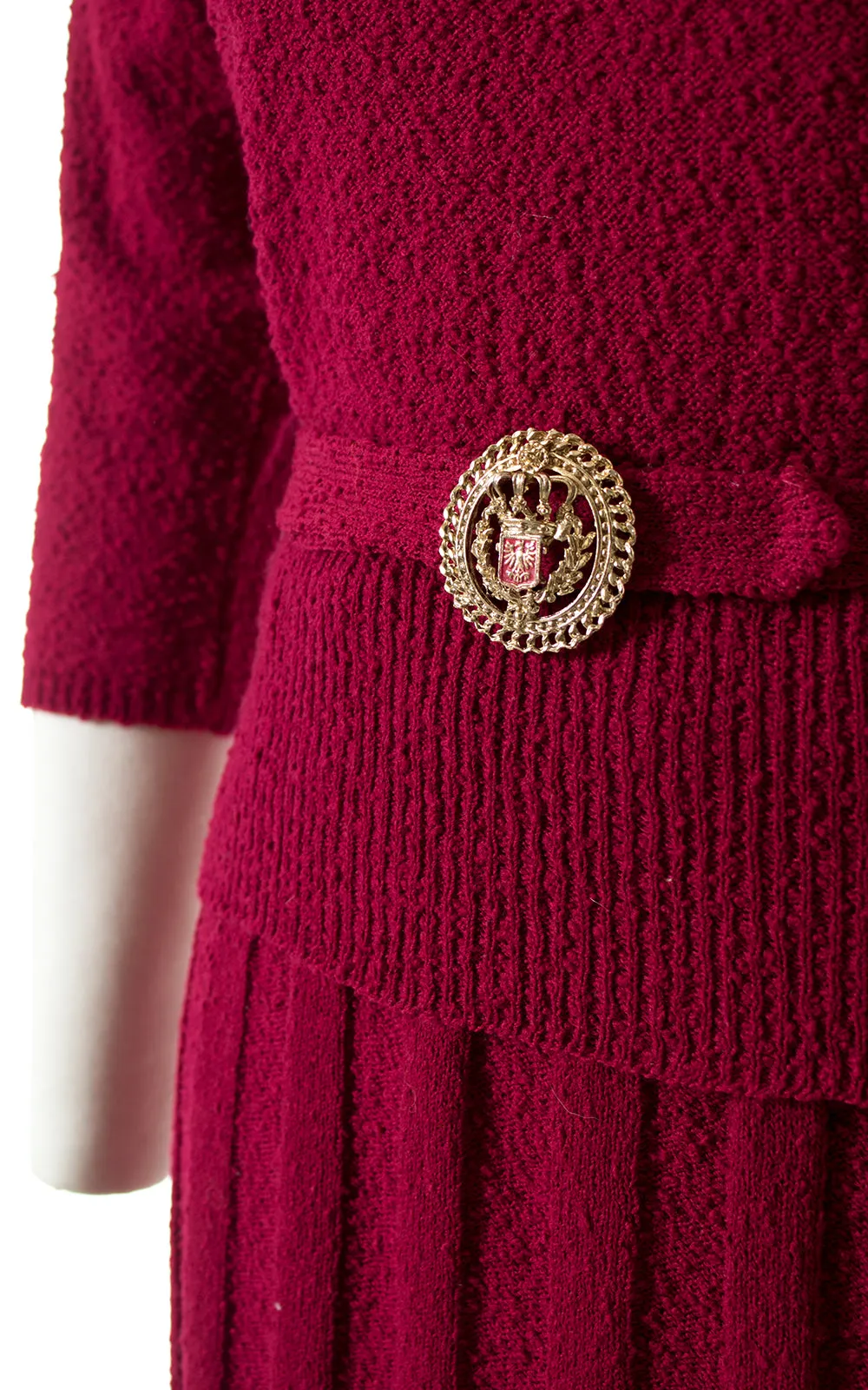 1950s Cranberry Knit Wool Sweater 3-Piece Set | small/medium