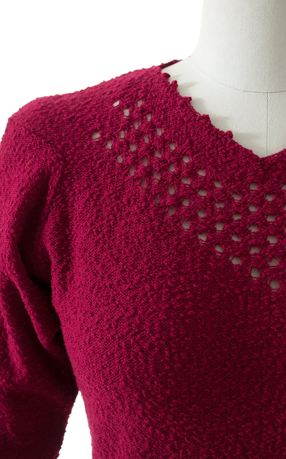 1950s Cranberry Knit Wool Sweater 3-Piece Set | small/medium