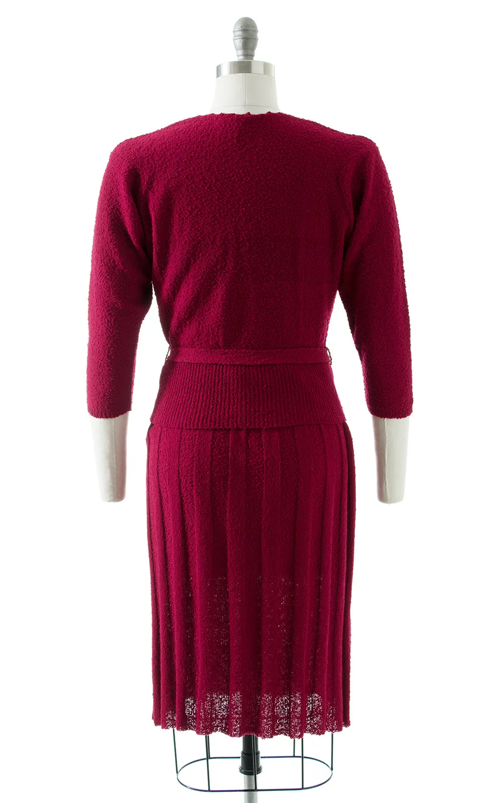 1950s Cranberry Knit Wool Sweater 3-Piece Set | small/medium