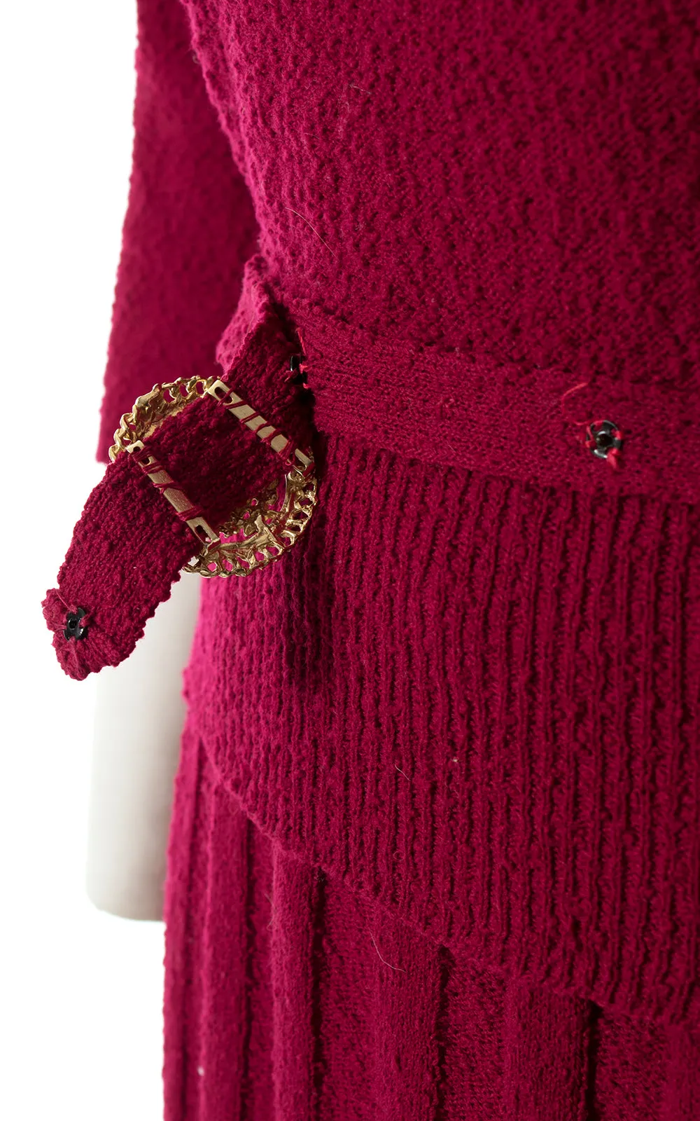 1950s Cranberry Knit Wool Sweater 3-Piece Set | small/medium
