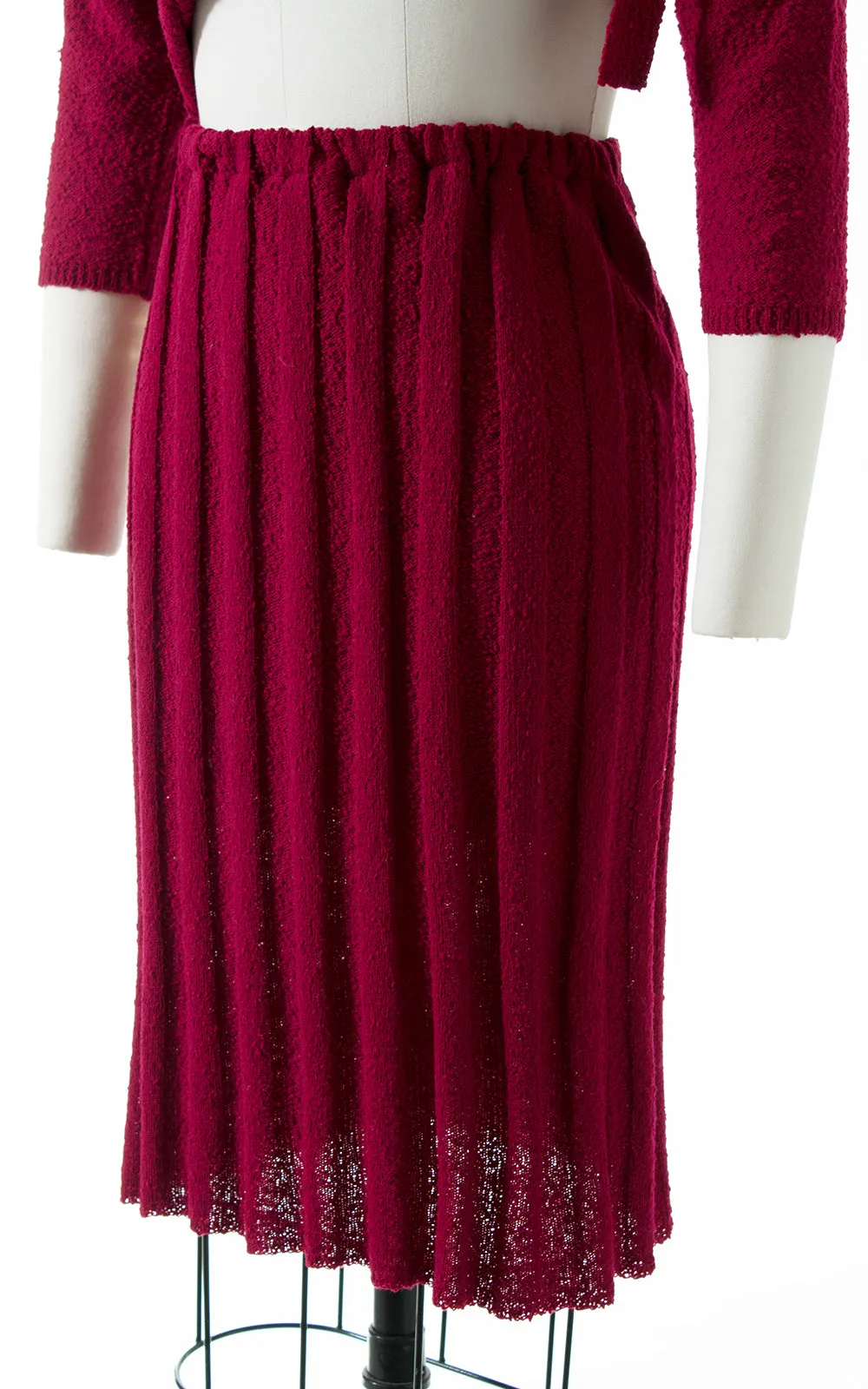 1950s Cranberry Knit Wool Sweater 3-Piece Set | small/medium