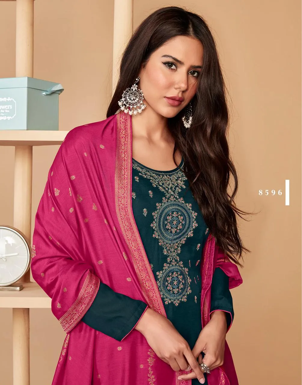 AASHIRWAD MOR BAGH SAARAS 8592 to 8595 LINEN SILK SALWAR SUIT