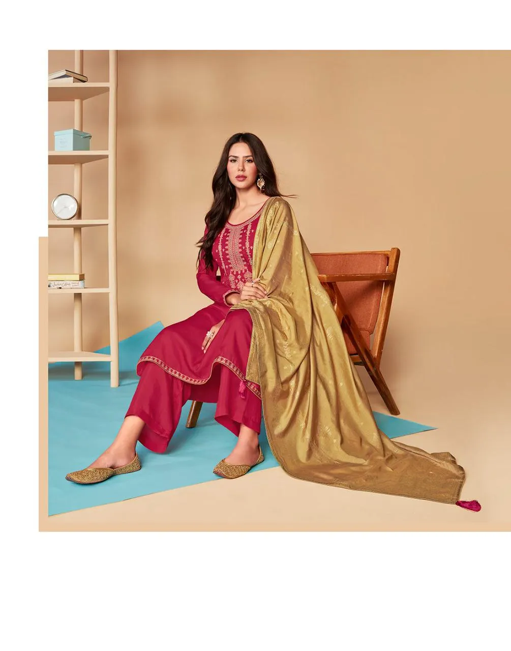 AASHIRWAD MOR BAGH SAARAS 8592 to 8595 LINEN SILK SALWAR SUIT