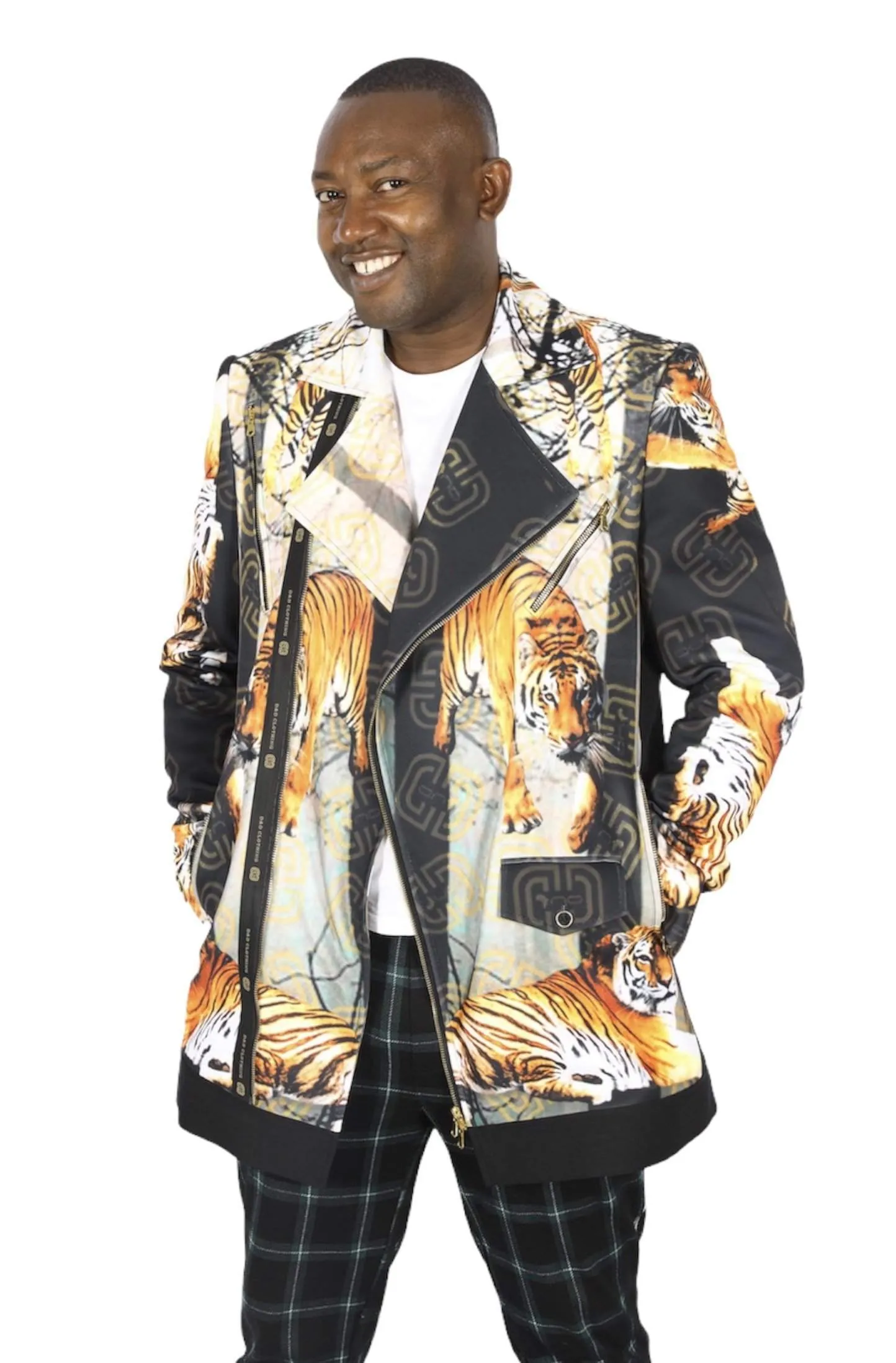 African Men's Jacket with Tigers