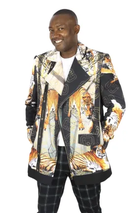 African Men's Jacket with Tigers