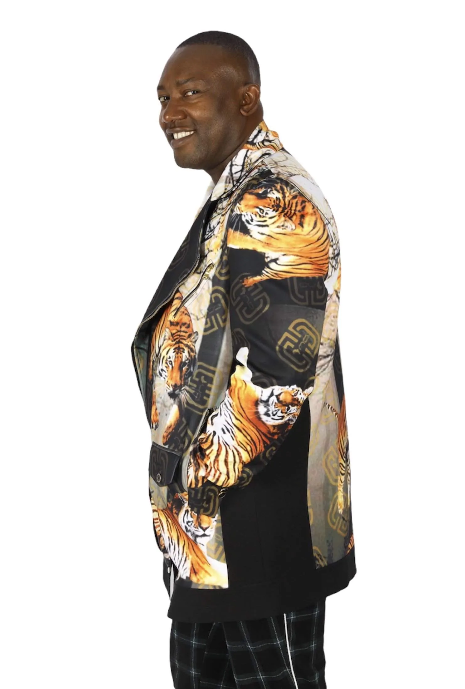 African Men's Jacket with Tigers