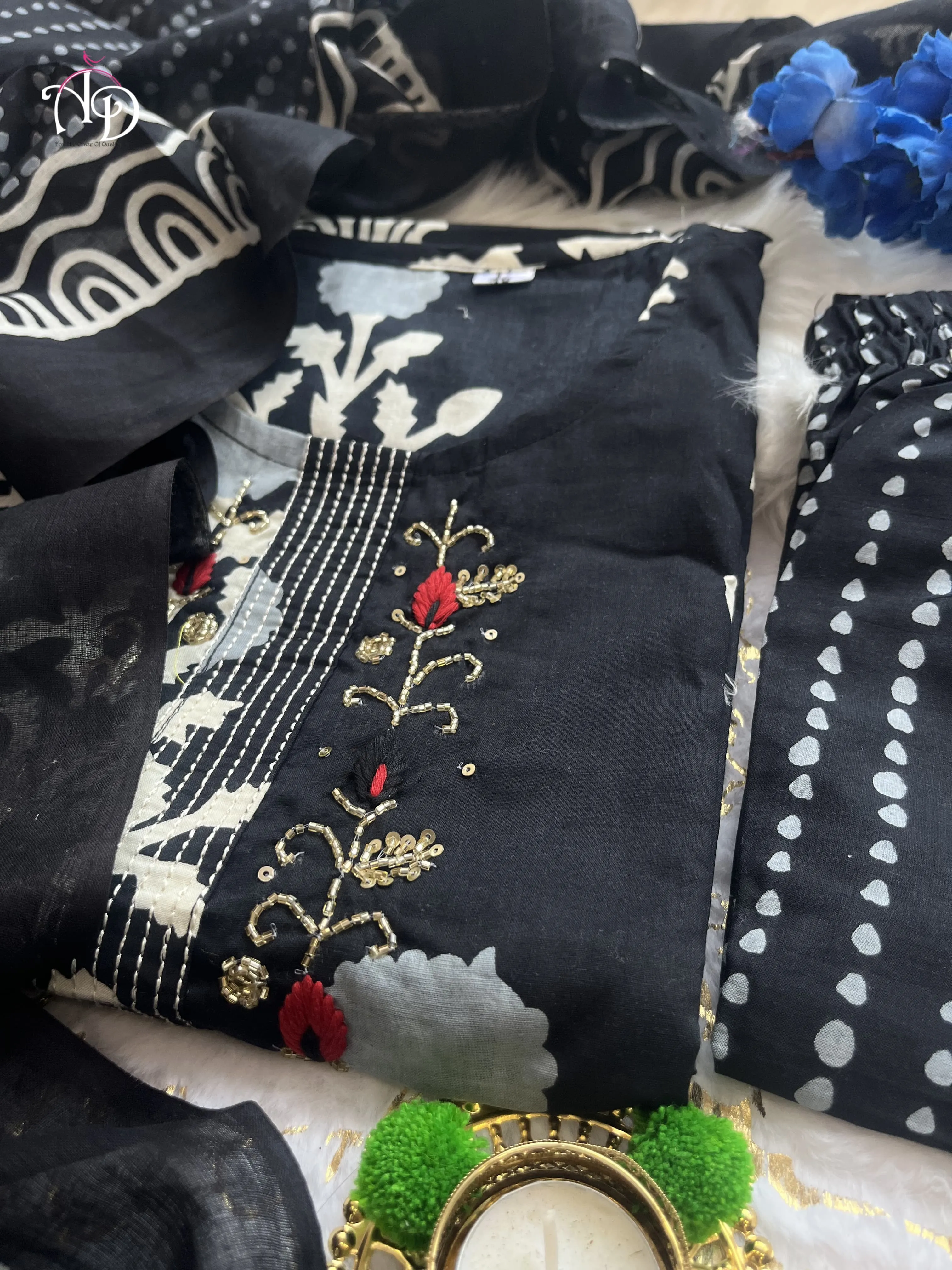 Beautiful Designer Premium Pure Cotton Aline Salwar Suit