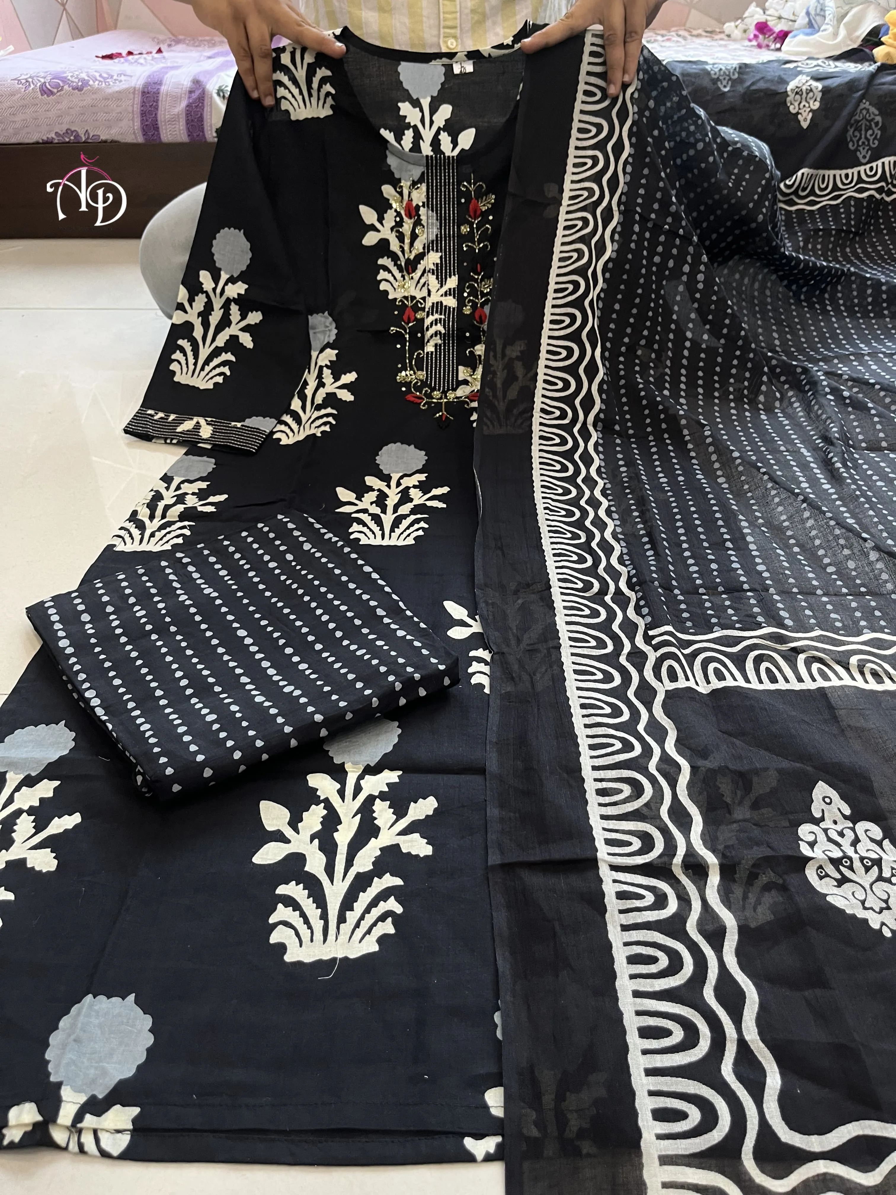 Beautiful Designer Premium Pure Cotton Aline Salwar Suit