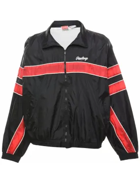 Black & Red Zip-Front Nylon Jacket - XL