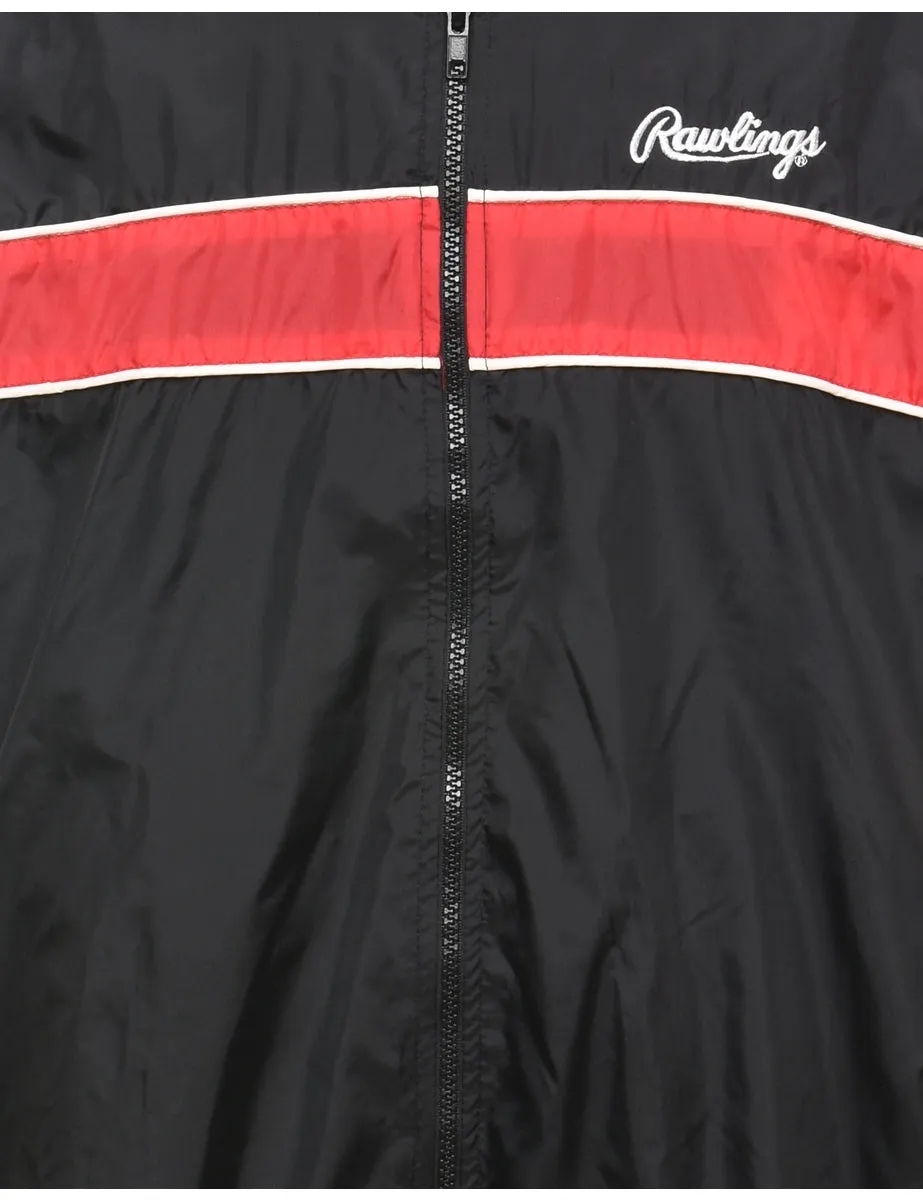 Black & Red Zip-Front Nylon Jacket - XL