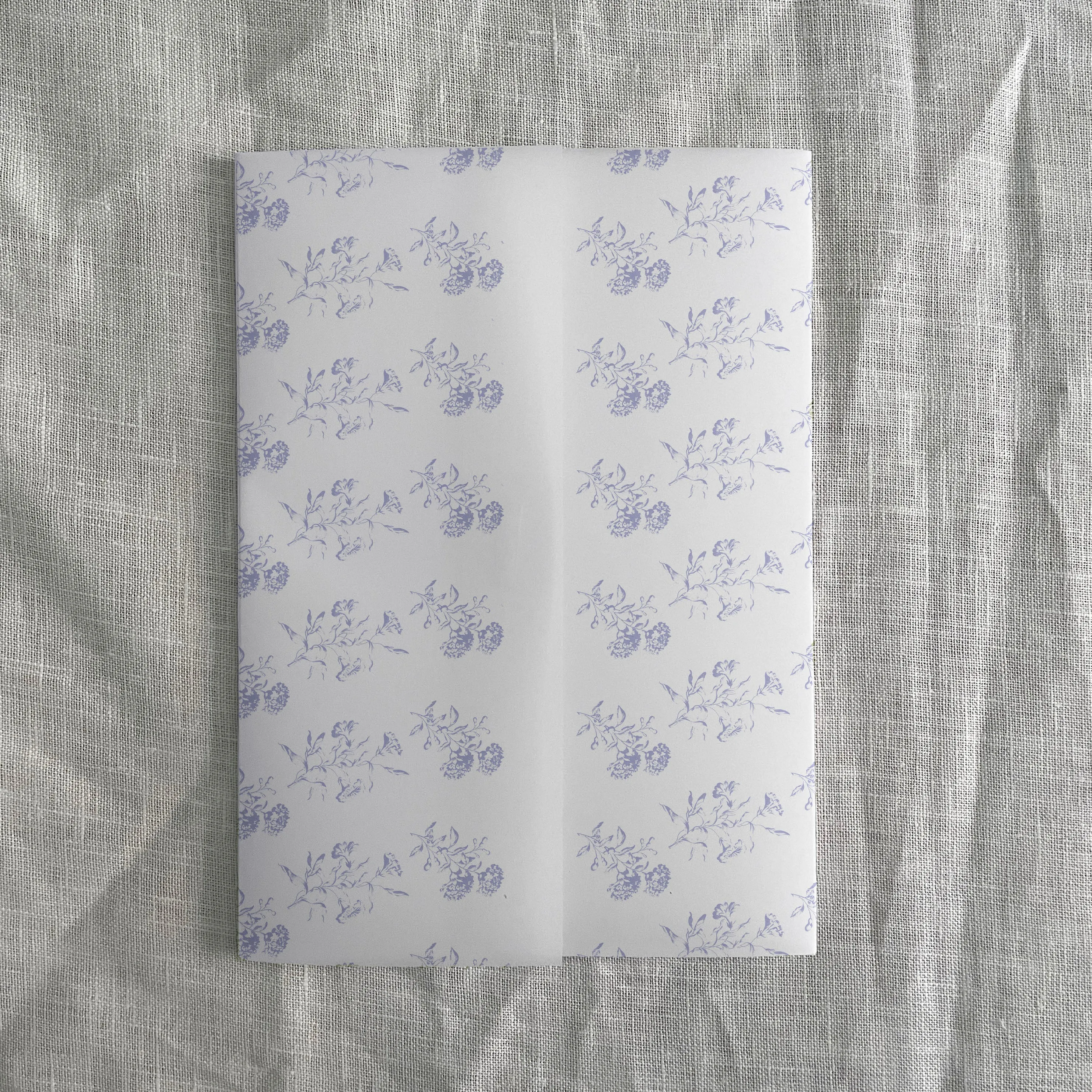 Blue Toile Floral Vellum Wrap | A7 or A6 | Set of 10