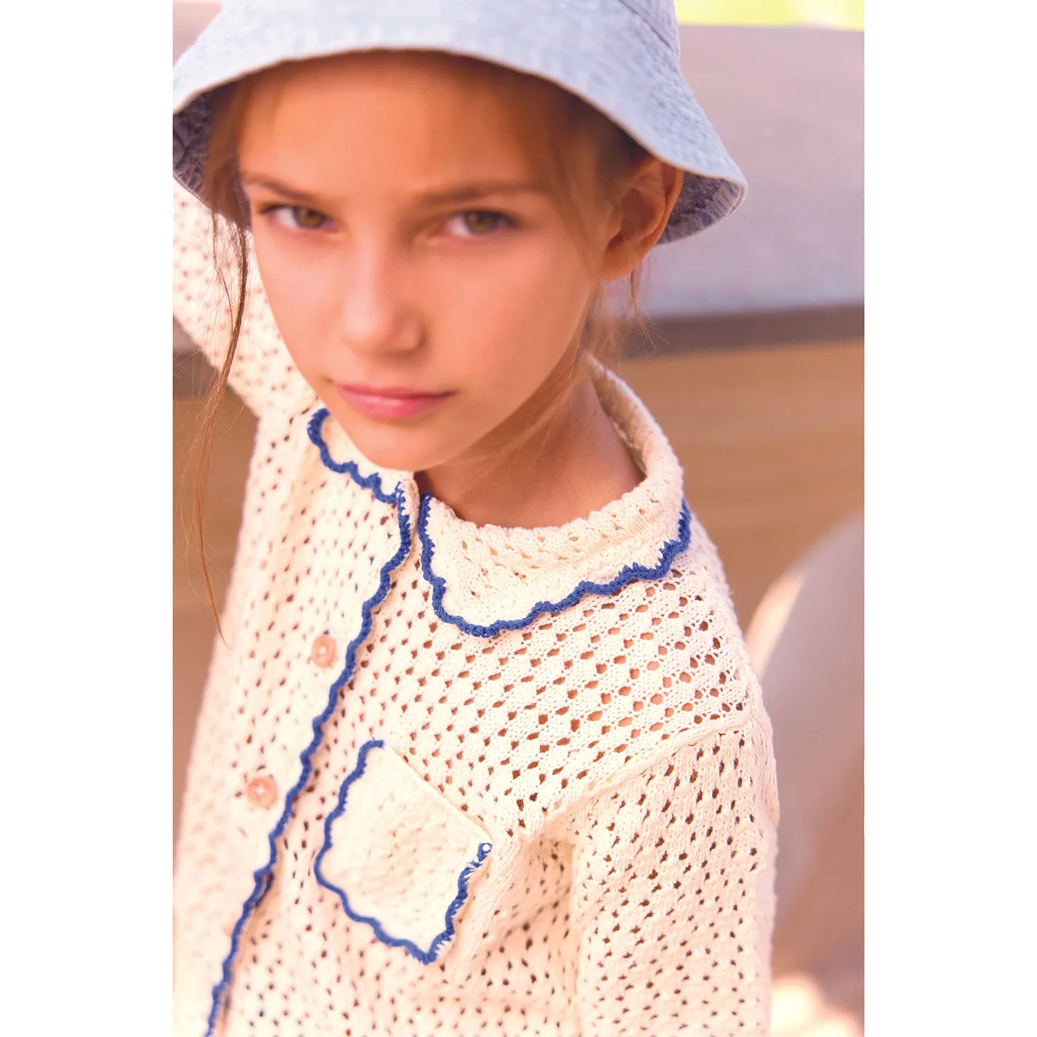 BONTON Crochet Lanza Cardigan - Marshmallow
