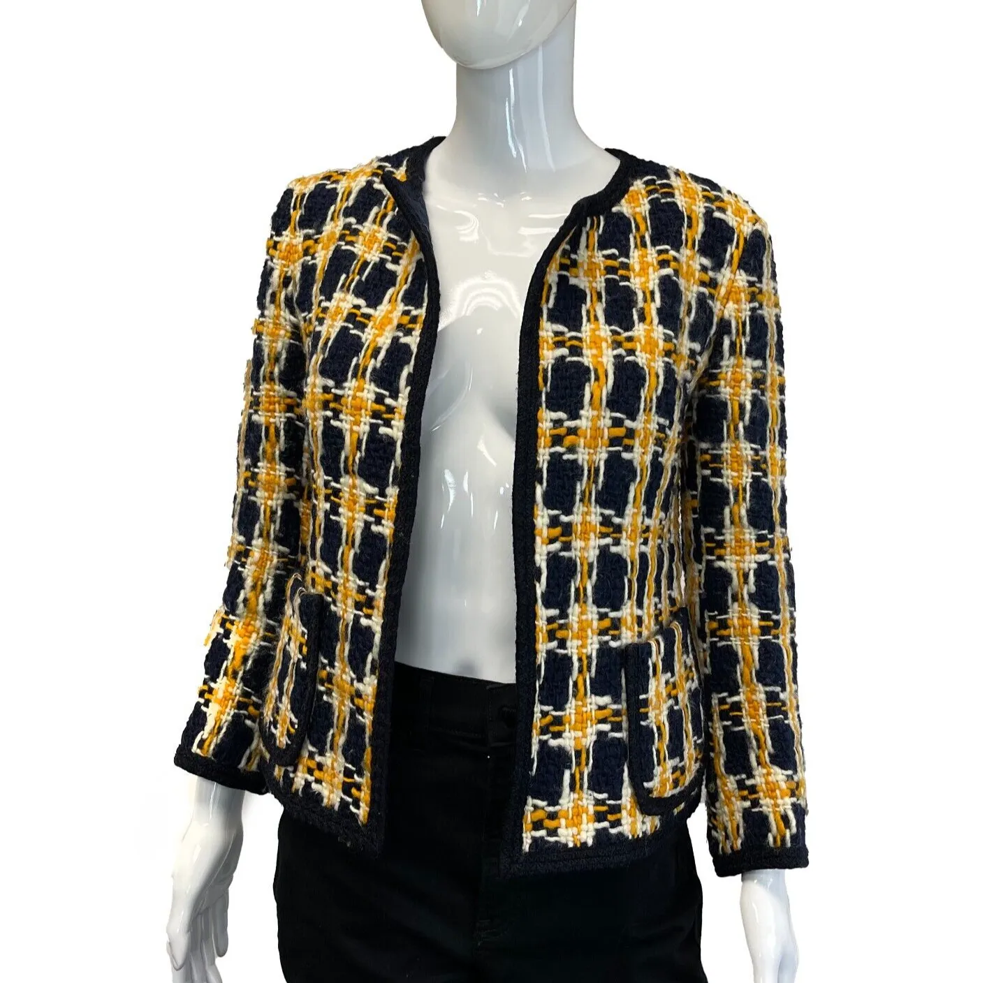 COMME des GARONS Junya Watanabe Rare 2001 Tweed Jacket Dark Blue Yellow Small