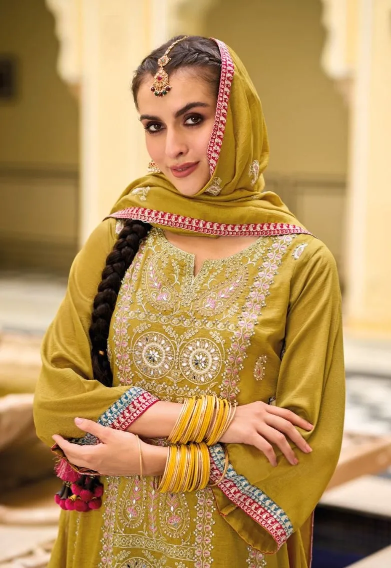 Eba Diva Premium Silk With Emboidery Work Salwar Suits Design 1649