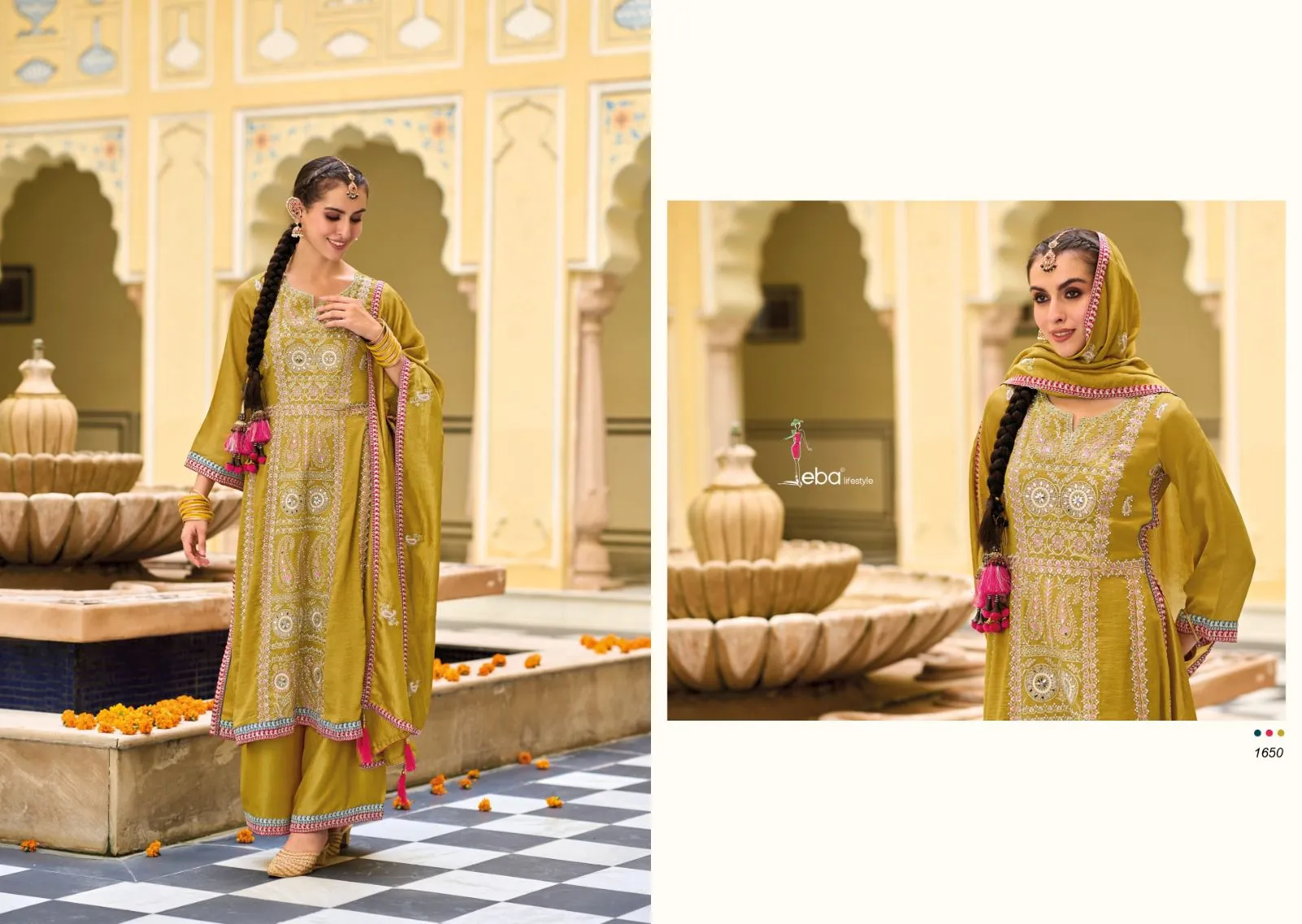 Eba Diva Premium Silk With Emboidery Work Salwar Suits Design 1649