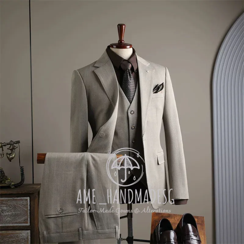 FANHOMME suits for men high-end business casual plaid suits three-piece suits for grooms wedding dresses