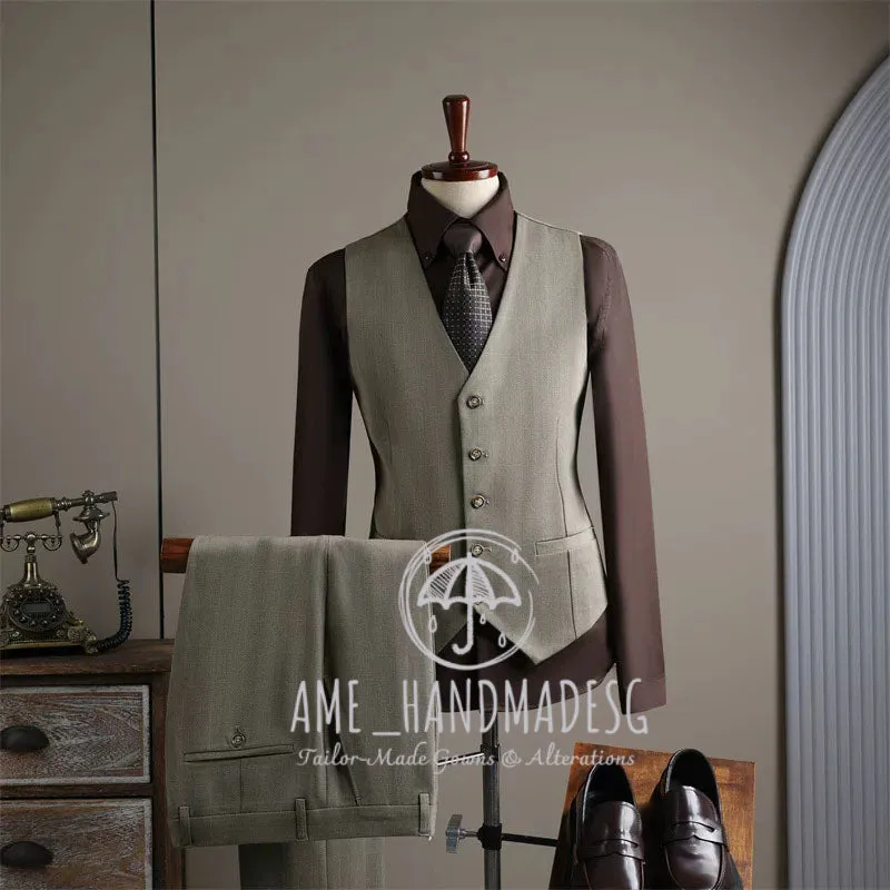 FANHOMME suits for men high-end business casual plaid suits three-piece suits for grooms wedding dresses