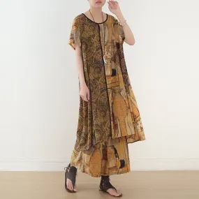 Floral Women Summer Suits Loose Women Wide Legs