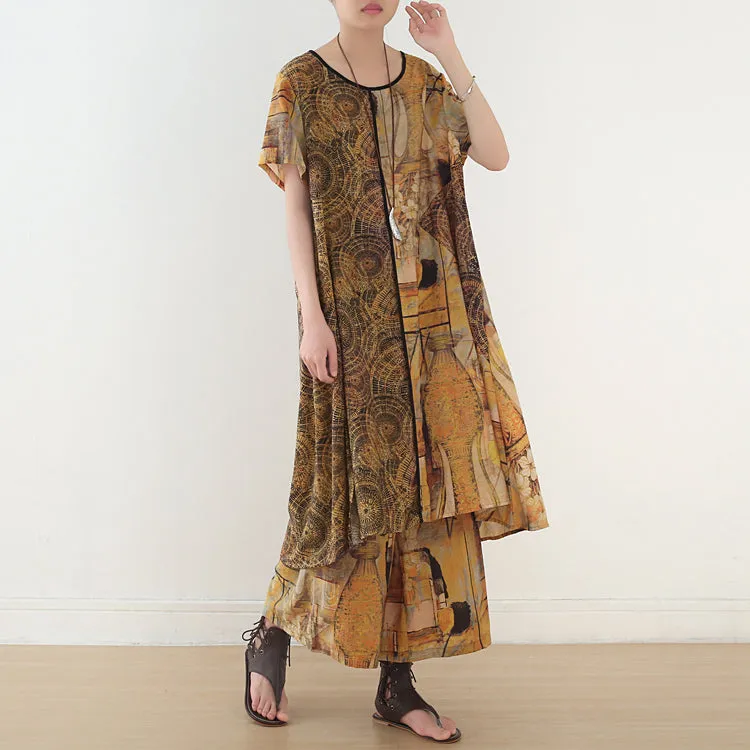 Floral Women Summer Suits Loose Women Wide Legs