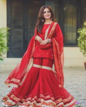 GEORGETTE WITH EMBROIDERY WORK SHARARA PALAZZO SUIT