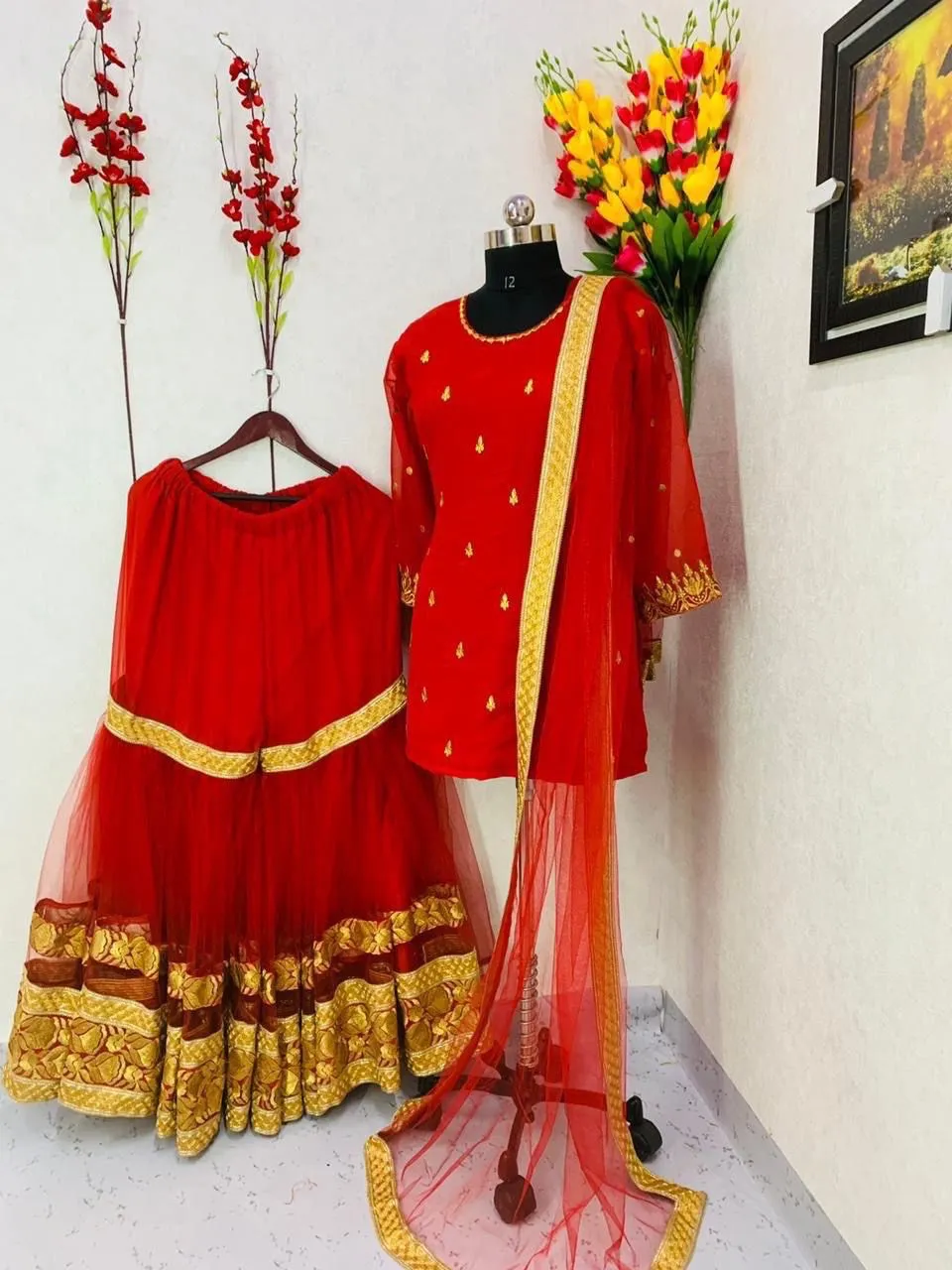 GEORGETTE WITH EMBROIDERY WORK SHARARA PALAZZO SUIT