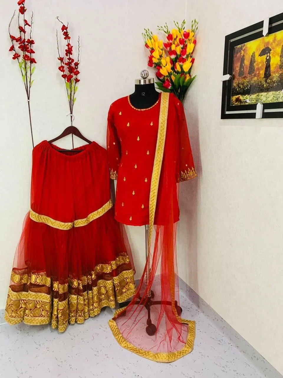 GEORGETTE WITH EMBROIDERY WORK SHARARA PALAZZO SUIT