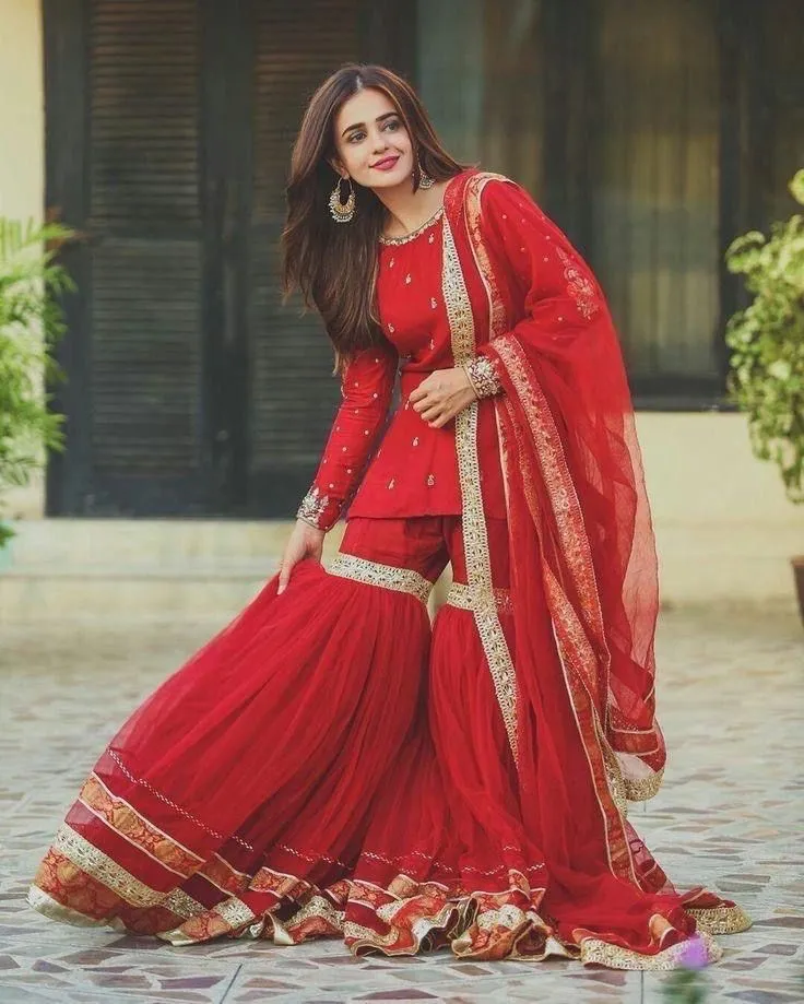 GEORGETTE WITH EMBROIDERY WORK SHARARA PALAZZO SUIT