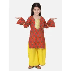 Hand Block Print Kurti Palazzo For Girls