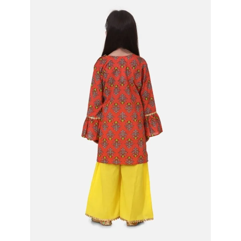 Hand Block Print Kurti Palazzo For Girls