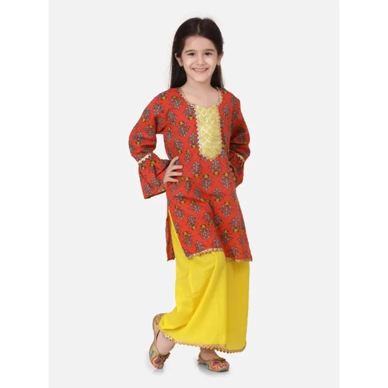 Hand Block Print Kurti Palazzo For Girls