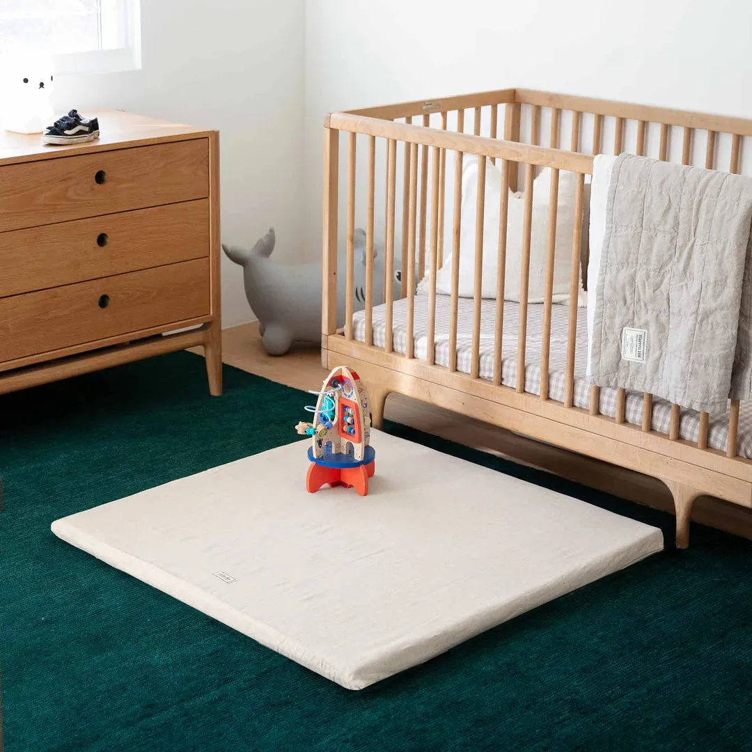 Light Natural Cotton Padded Play Mat | Memory Foam Comfort & Machine Washable Cover