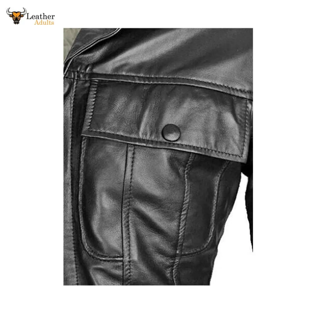 MENS Black ELVIS PRESLEY Real Soft Lambskin Leather Fashion ELVIS Style Jacket