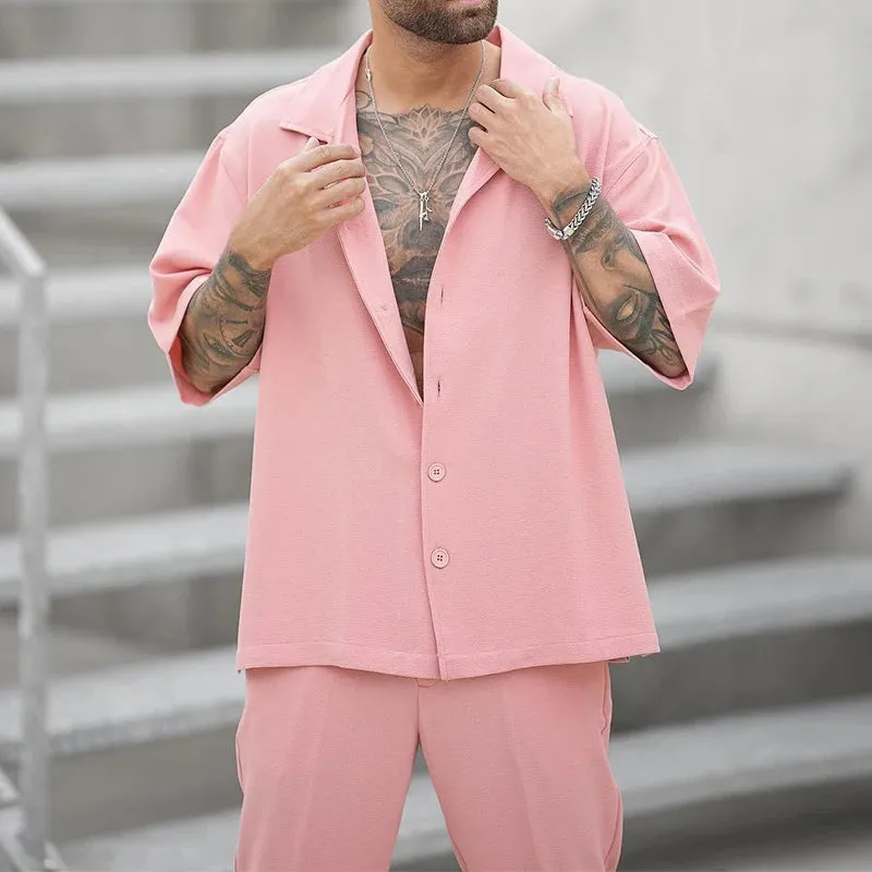 Men's Pink Leisure Two-Piece Suit