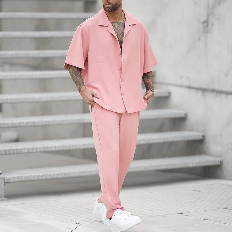 Men's Pink Leisure Two-Piece Suit