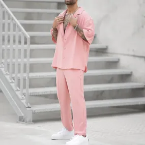 Men's Pink Leisure Two-Piece Suit