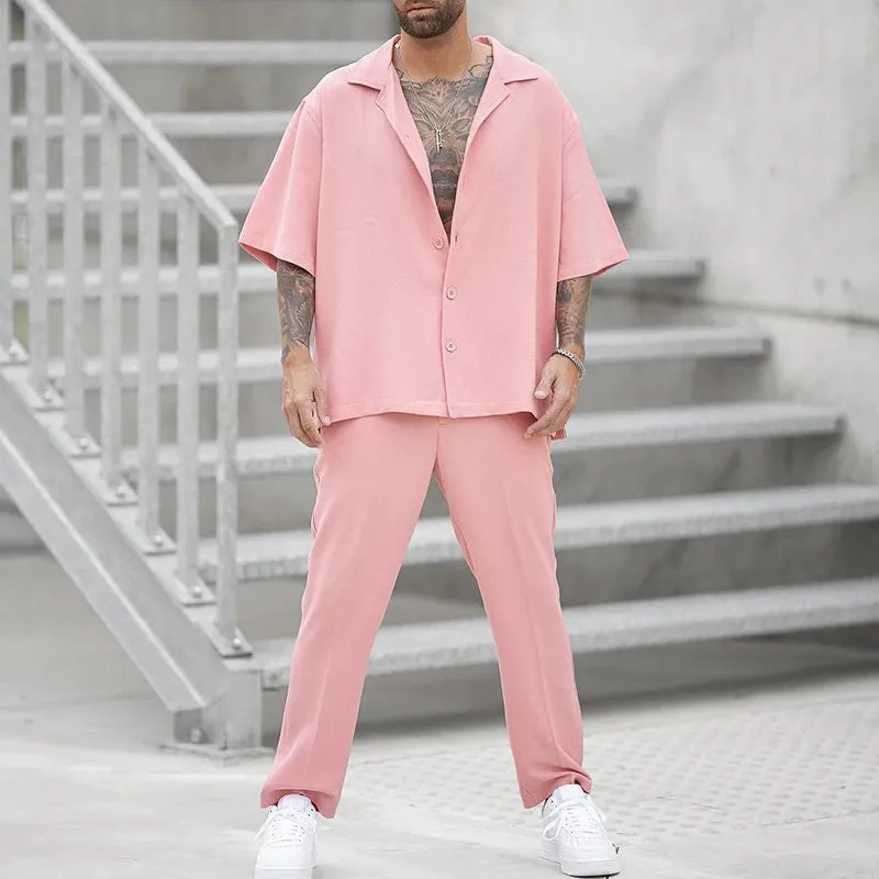 Men's Pink Leisure Two-Piece Suit