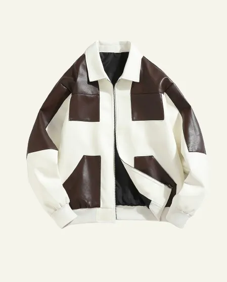 Modern White-Brown Leather Jacket