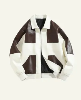 Modern White-Brown Leather Jacket
