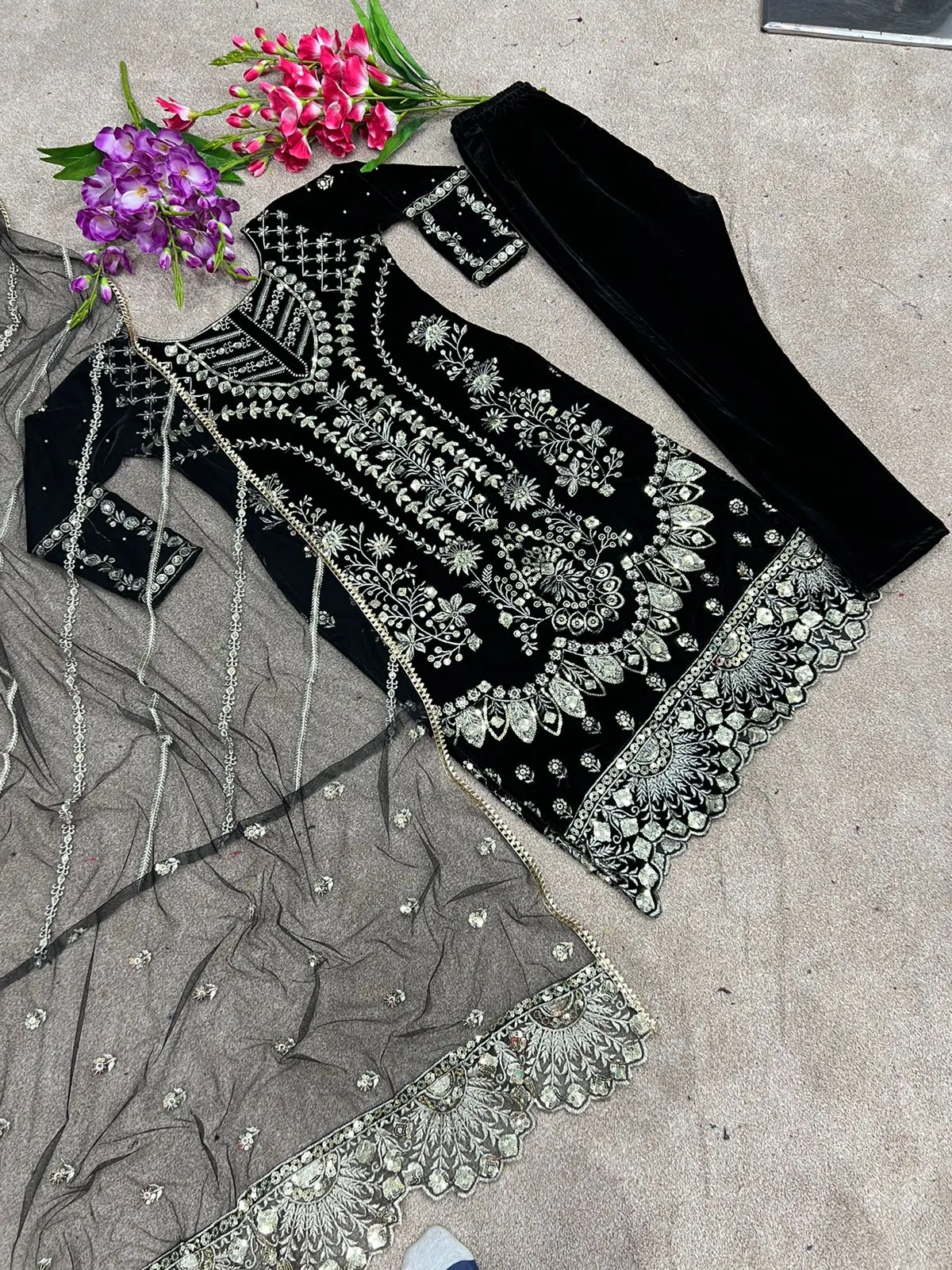 New Designer Party Wear Velvet Suit