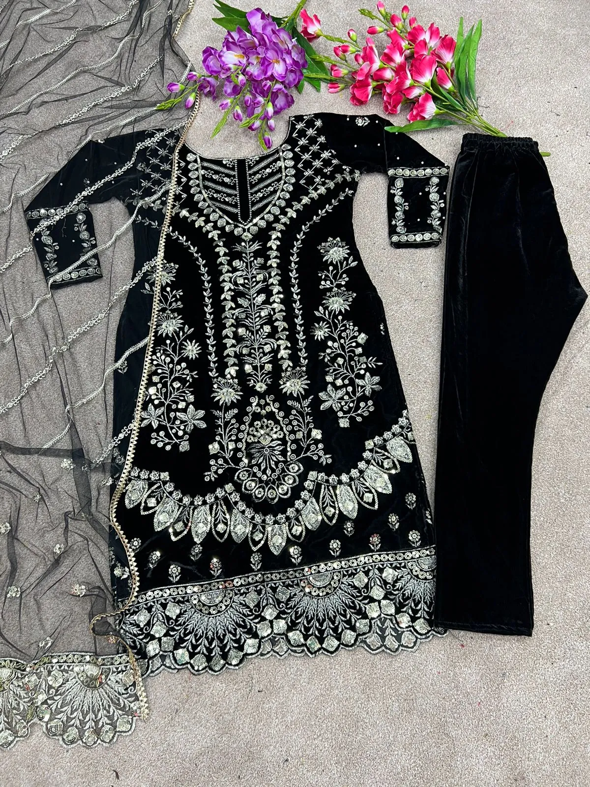 New Designer Party Wear Velvet Suit