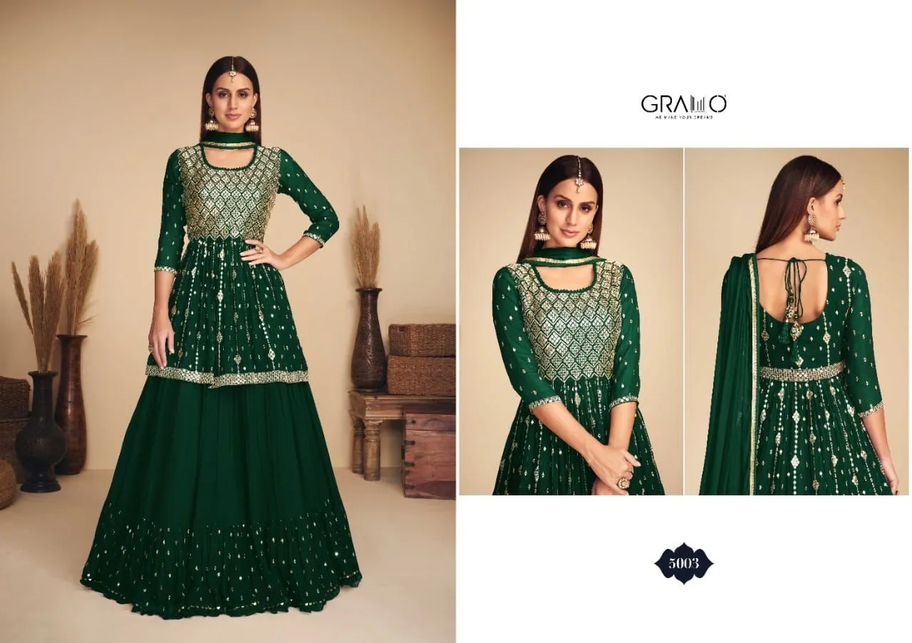 nurza vol 1 by gramo georgette readymade long suits collection