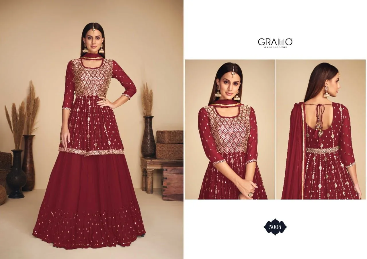 nurza vol 1 by gramo georgette readymade long suits collection