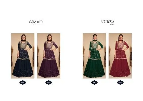 nurza vol 1 by gramo georgette readymade long suits collection