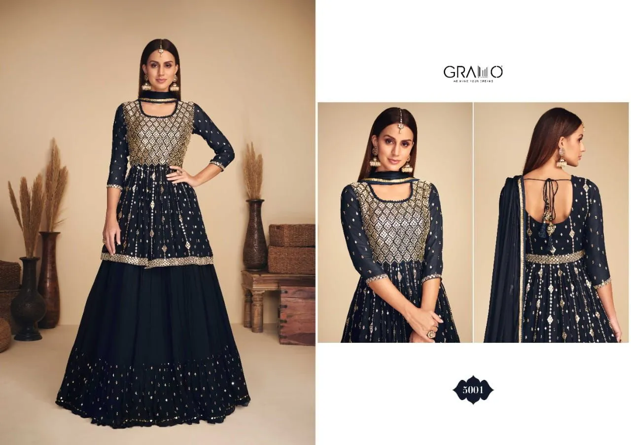 nurza vol 1 by gramo georgette readymade long suits collection