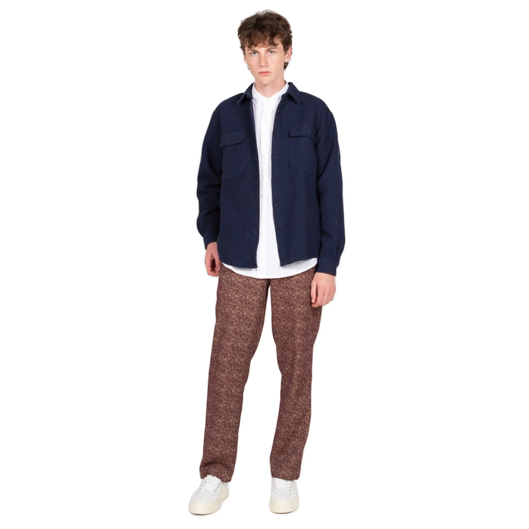 Shirt Boxy Waffle Wool - Navy