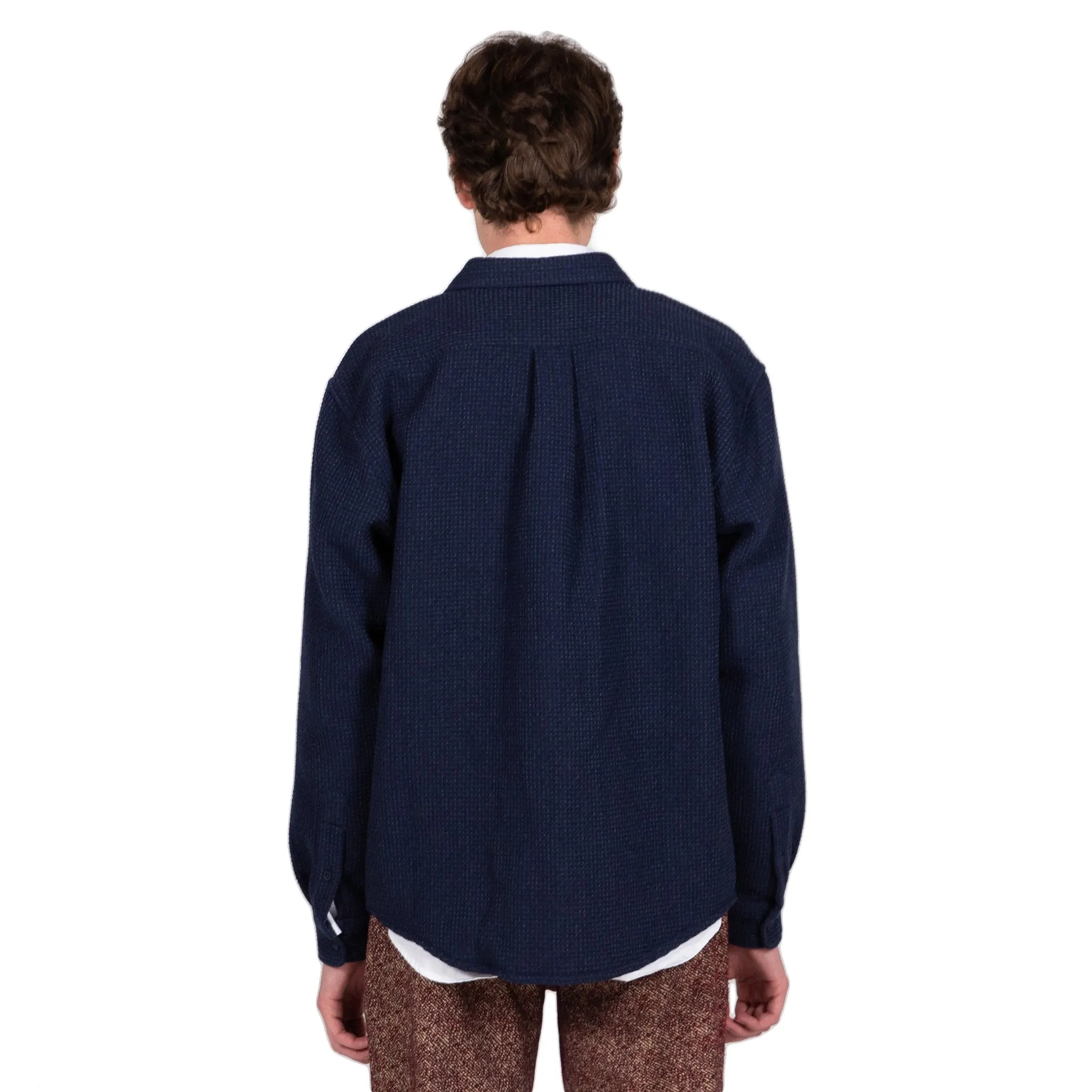 Shirt Boxy Waffle Wool - Navy