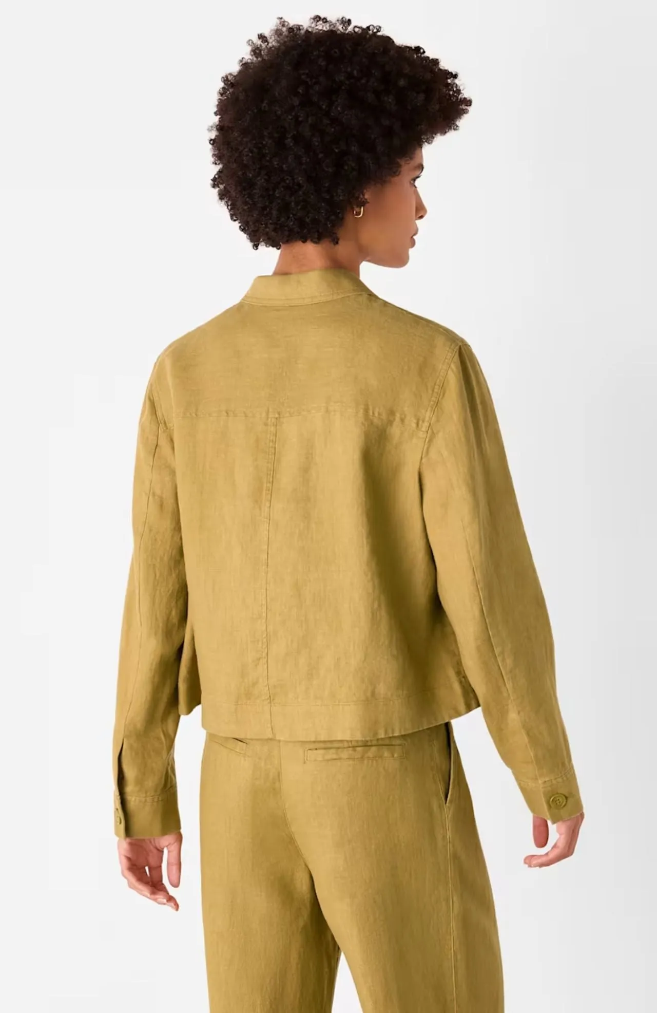 Whistles Olive Abby Linen Casual Jacket