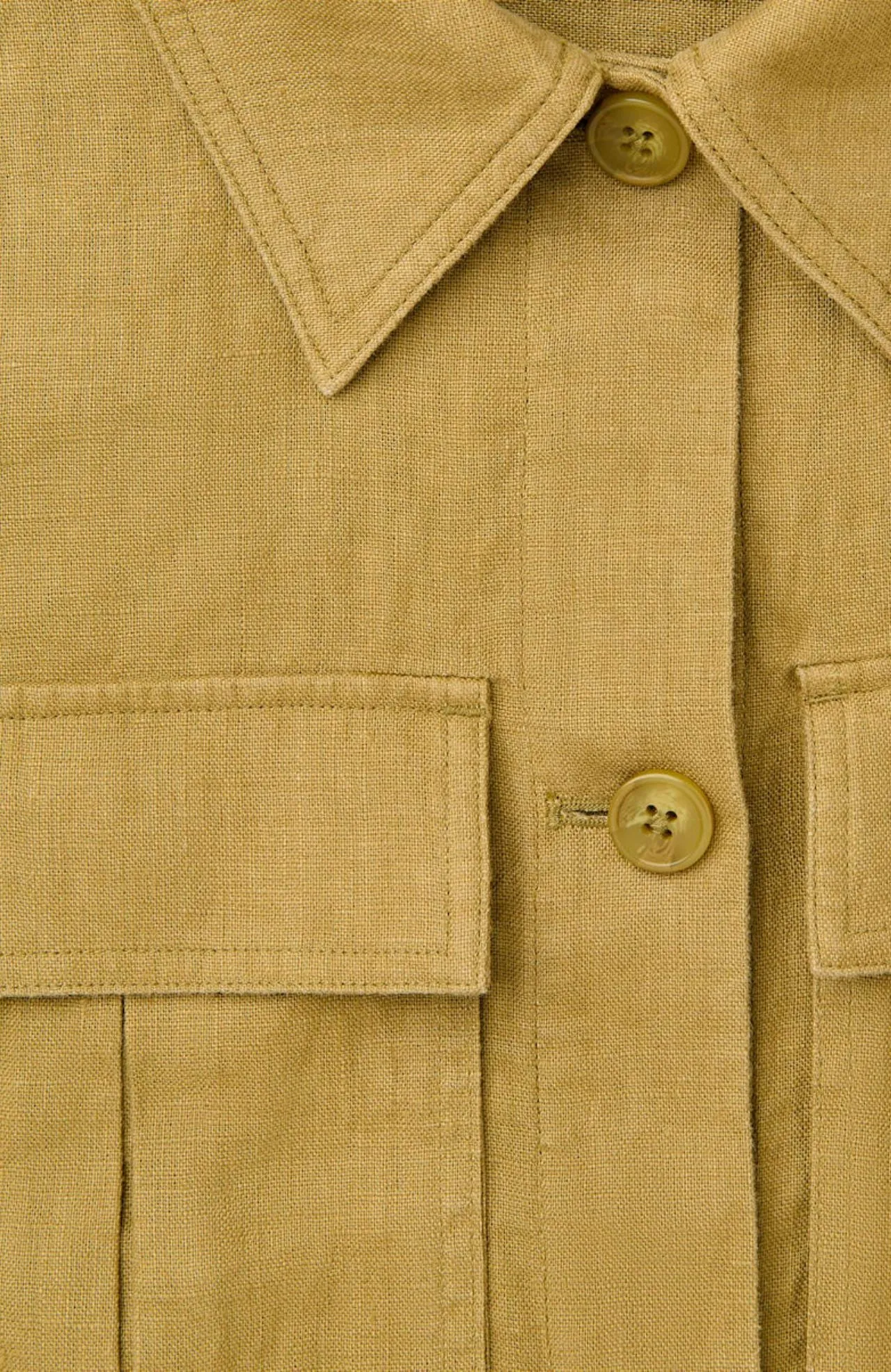 Whistles Olive Abby Linen Casual Jacket